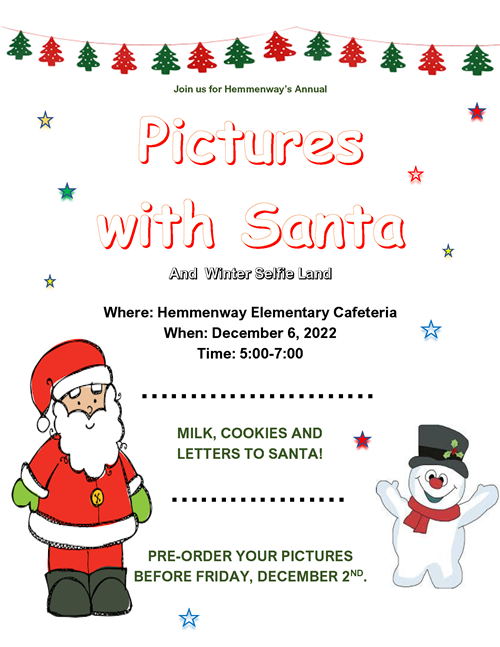 Pictures with Santa 12/6 5-7 pm